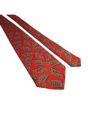 Trouble Maker Roberto Cellini Red Necktie Novelty Silk Mens Fun Novelty Vintage